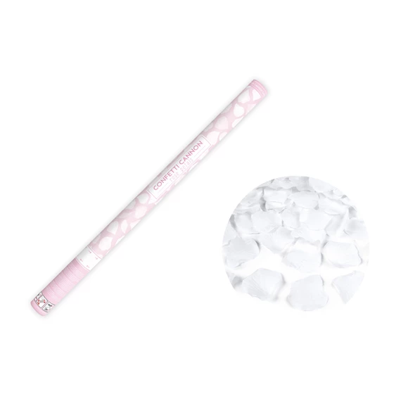 Konfetti ágyú rózsaszirommal fehér 80 cm