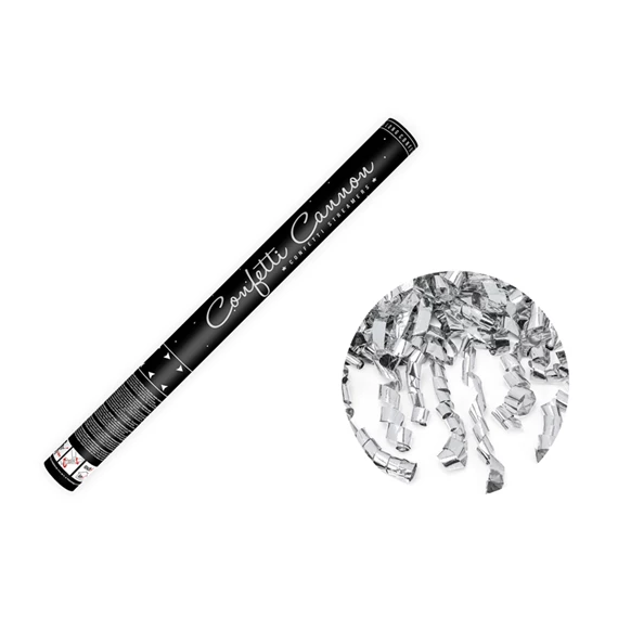 Konfetti ágyú szerpentinekkel ezüst 60 cm