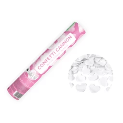 Konfetti ágyú szívekkel fehér 28 cm