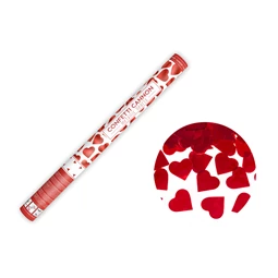 Konfetti ágyú szívekkel piros 60 cm