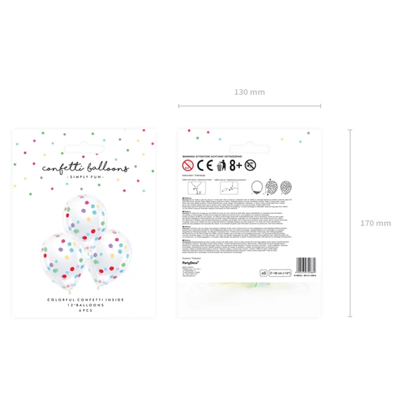 Konfetti lufi körök 30 cm mix S/6