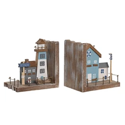 Könyvtámasz szett, vízparti ház 13x9x13 cm S/2