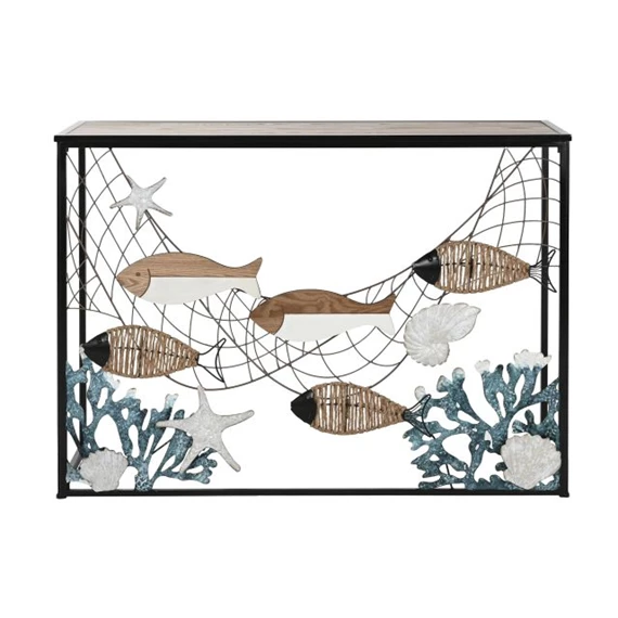 Konzol asztal hal mintával 108x37x80 cm