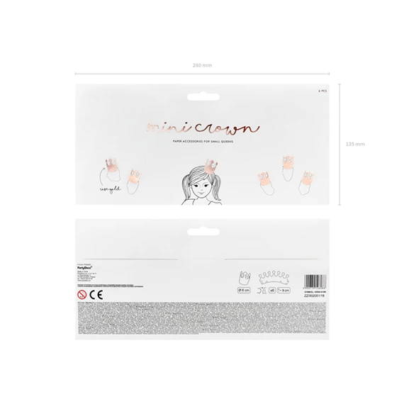 Korona party rózsaarany 6 cm S/6