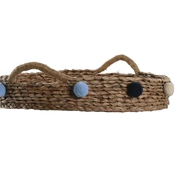 Kosár szett pomponos 49x40x9,5 cm S/2