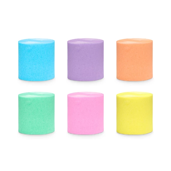 Krepp papír 5 cm/10 m, 6 db-os készlet, pasztell szivárvány mix S/6
