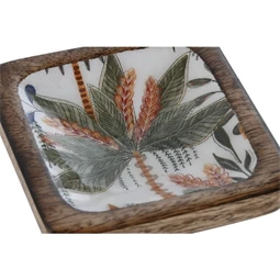 Kulcstartó tálca pálmafás, szögletes 10x10x2 cm