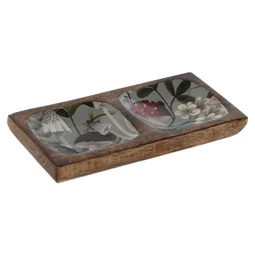 Kulcstartó tálca virágos, szögletes 20x10x2,5 cm