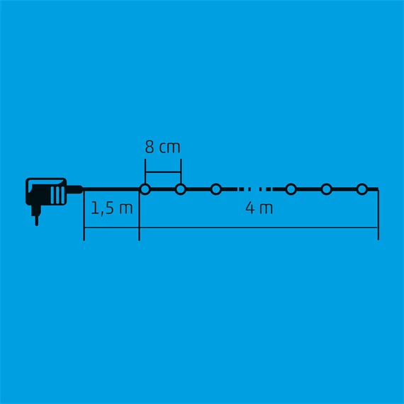 LED-es beltéri fényfüzér, 50 LED, 4 m