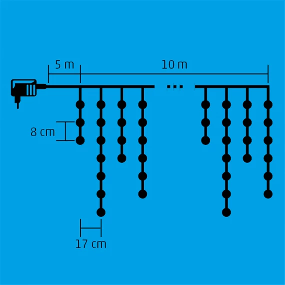 LED-es fényfüggöny, 300 LED, 10 m