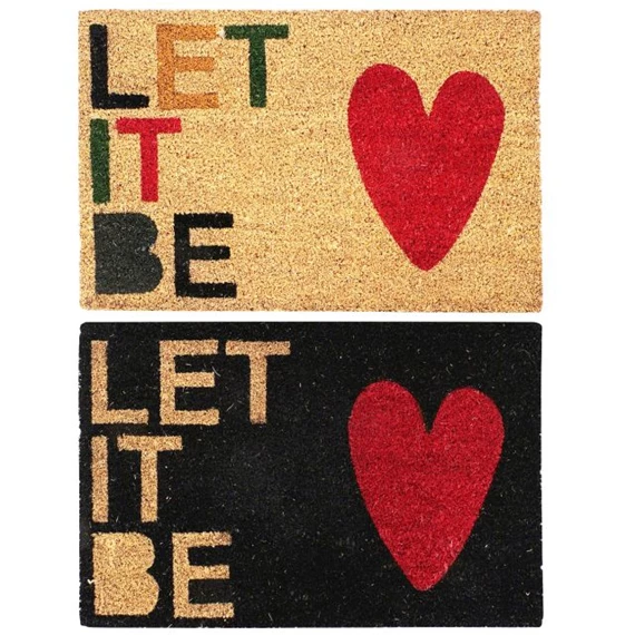 Lábtörlő "LET IT BE" felirattal 60x40x1,5 cm 2 féle