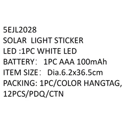 Lámpa szolár, LED-es 7x7x35 cm