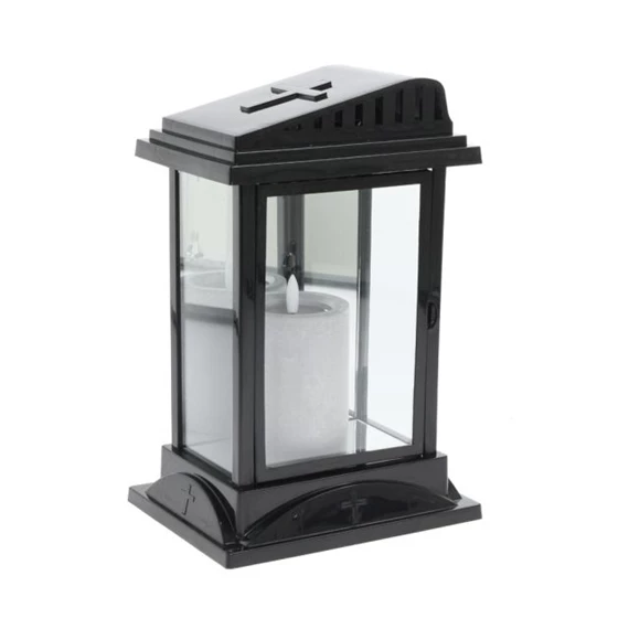 Lámpás gyertyával LED-es 10,5x27 cm