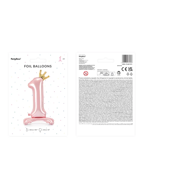 Lufi 1-es szám álló fólia 84 cm világos rózsaszín