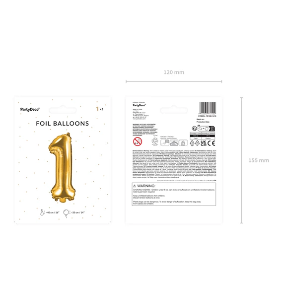 Lufi 1-es szám fólia 35 cm arany