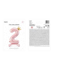Lufi 2-es szám álló fólia 84 cm világos rózsaszín