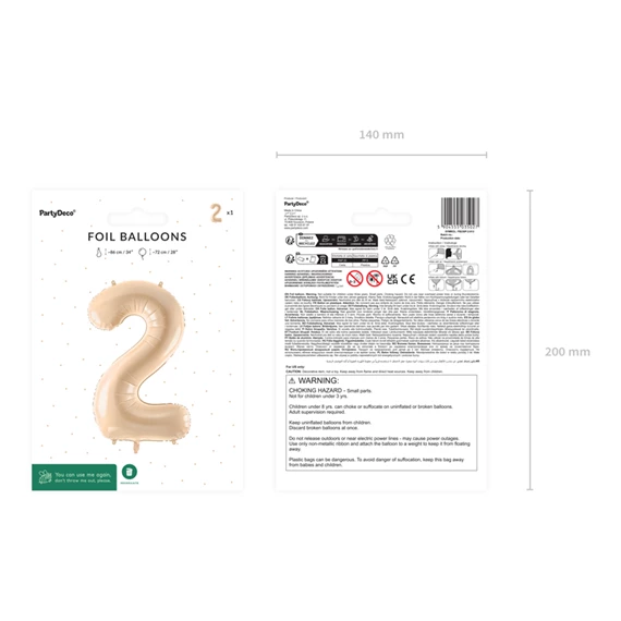 Lufi 2-es szám fólia 72 cm bézs