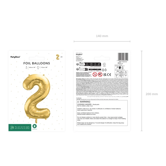 Lufi 2-es szám fólia 72 cm világos arany