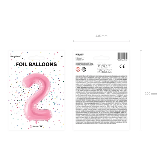 Lufi 2-es szám fólia 86 cm rózsaszín
