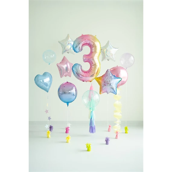 Lufi 3-as szám fólia 86 cm pasztell szivárvány