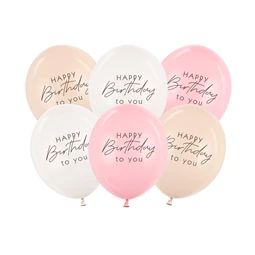 Lufi 30 cm Boldog születésnapot rózsaszín mix S/6