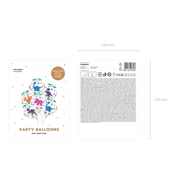 Lufi 30 cm dinoszauruszok pasztell tiszta fehér S/6