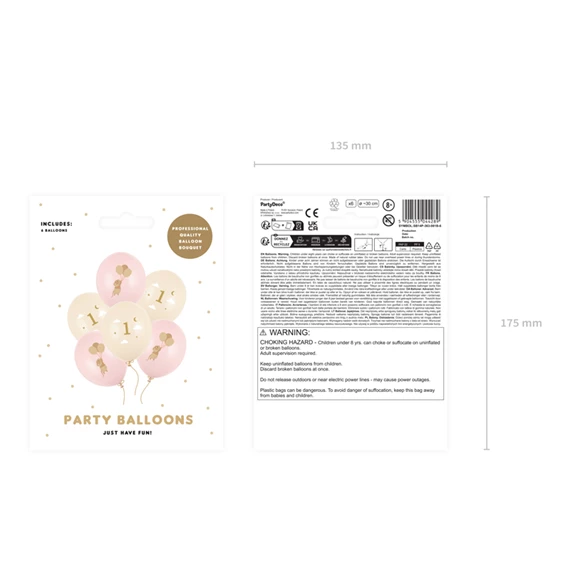 Lufi 30 cm egérke 1-es szám halvány rózsaszín S/6