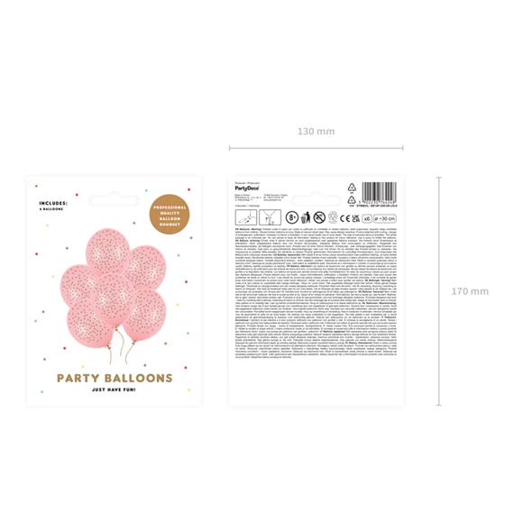 Lufi 30 cm pöttyös pasztell babarózsaszín S/6