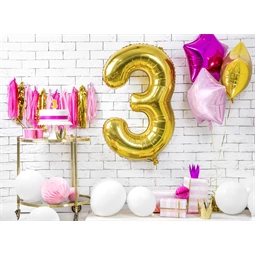 Lufi 3-as szám fólia 86 cm arany