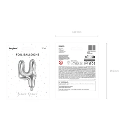 Lufi 4-es szám fólia 35 cm ezüst
