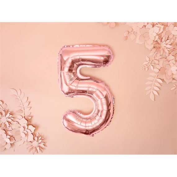 Lufi 5-ös szám fólia 35 cm rózsaarany