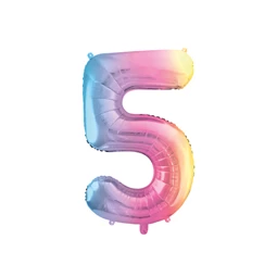 Lufi 5-ös szám fólia 86 cm pasztell szivárvány