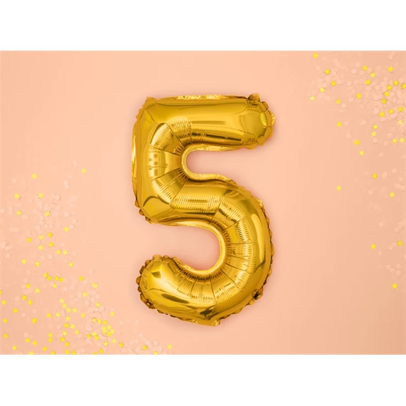 Lufi 5-ös szám fólia 35 cm arany