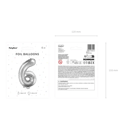 Lufi 6-os szám fólia 35 cm ezüst