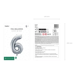 Lufi 6-os szám fólia 72 cm ezüst