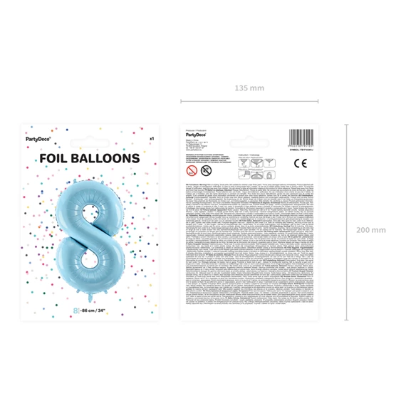 Lufi 8-as szám fólia 86 cm világoskék