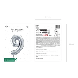 Lufi 9-es szám fólia 72 cm ezüst