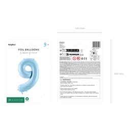 Lufi 9-es szám fólia 72 cm világoskék