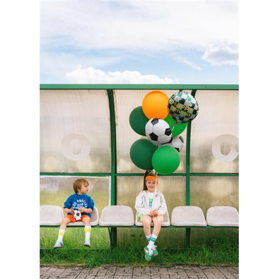 Lufi boldog születésnapot felirattal és focilabdákkal 35x35 cm kevert