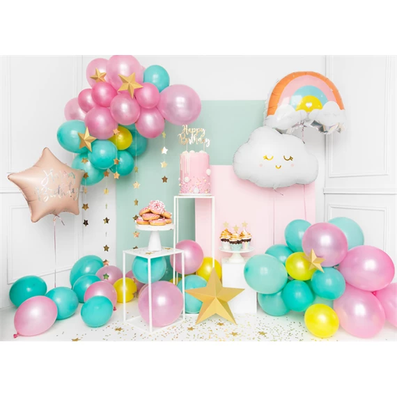 Lufi boldog születésnapot fólia 40 cm világos púderrózsaszín