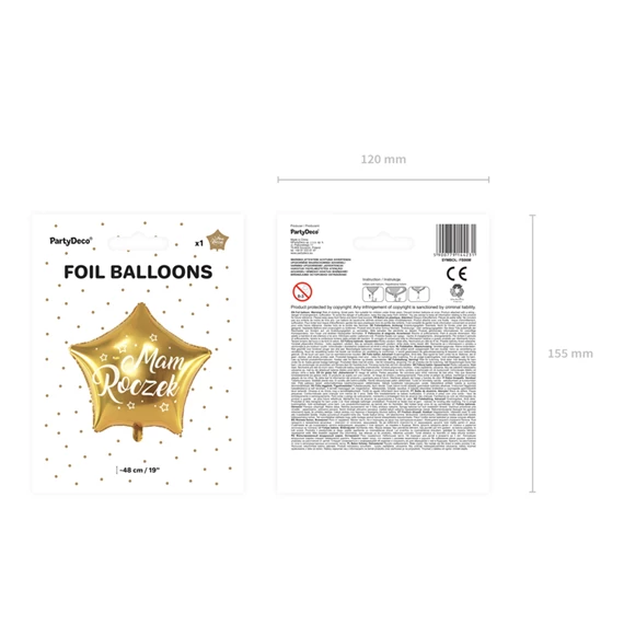 Lufi csillag fólia mam roczek 48 cm arany