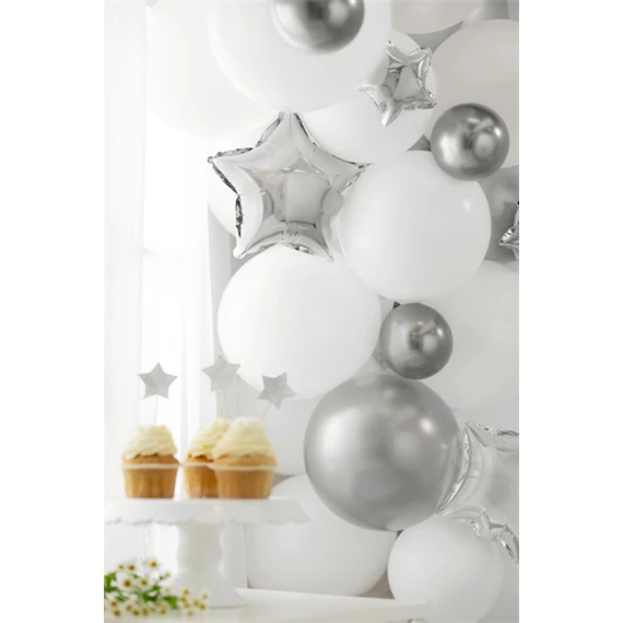 Lufi csillagok fólia 25 cm ezüst S/25