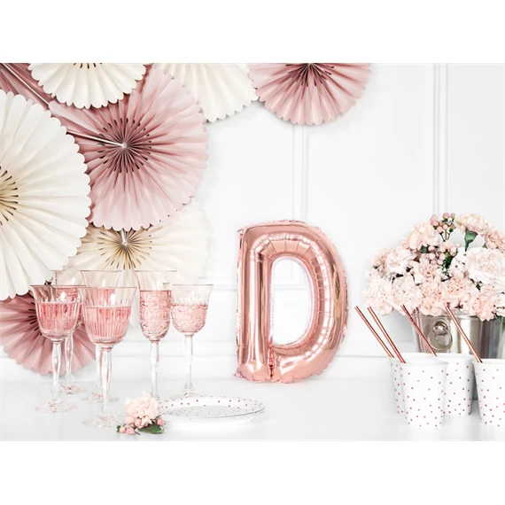 Lufi d betű fólia 35 cm rózsaarany