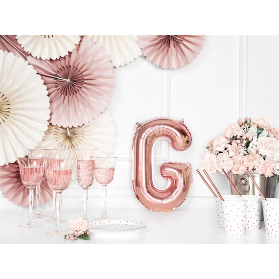 Lufi g betű fólia 35 cm rózsaarany