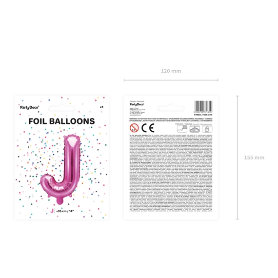 Lufi j betű fólia 35 cm sötét rózsaszín