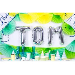 Lufi m betű fólia 35 cm ezüst