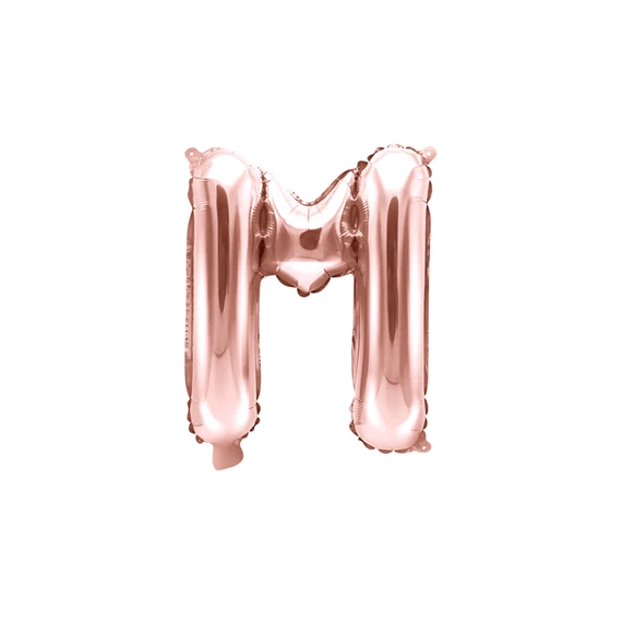 Lufi m betű fólia 35 cm rózsaarany