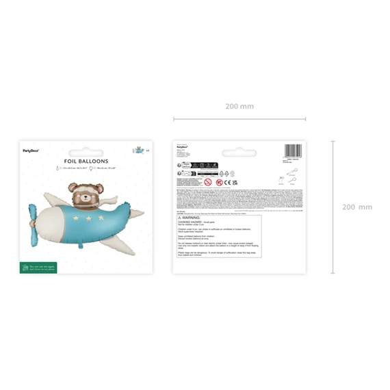 Lufi maci repülőben fólia 94x61 cm világoskék