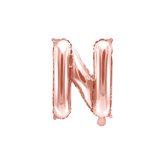 Lufi n betű fólia 35 cm rózsaarany