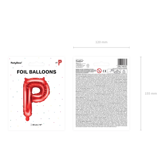 Lufi p betű fólia 35 cm piros